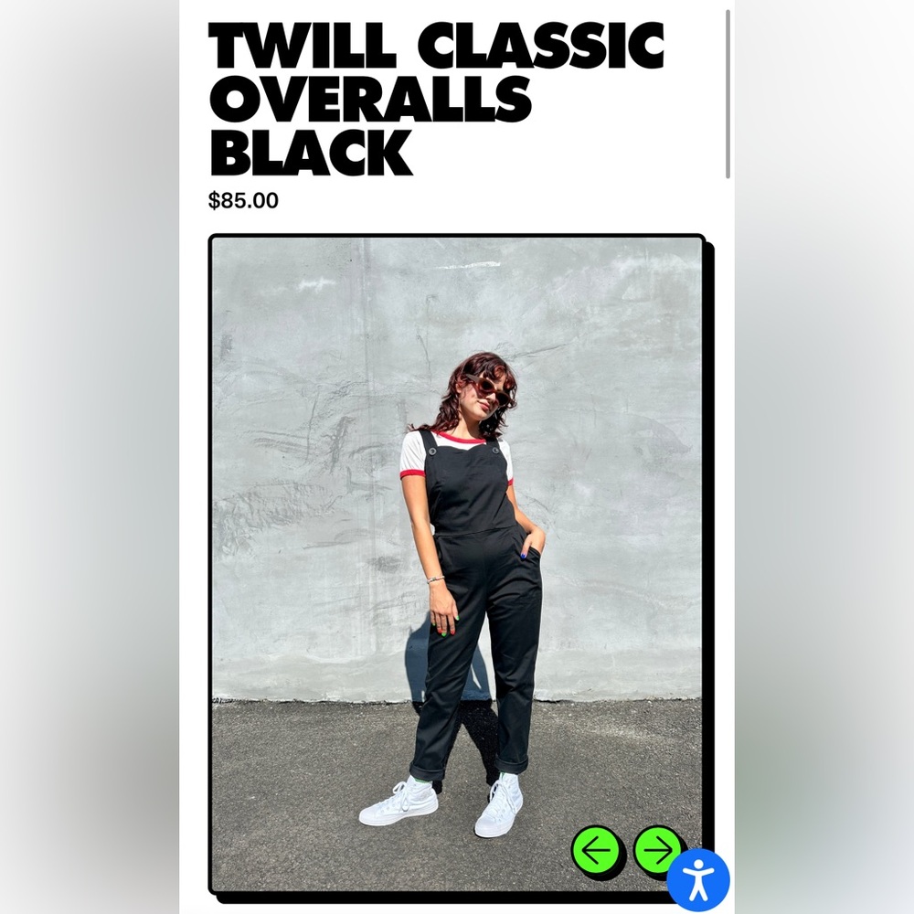 Nooworks Twill Classic Black Jumpsuit NWT